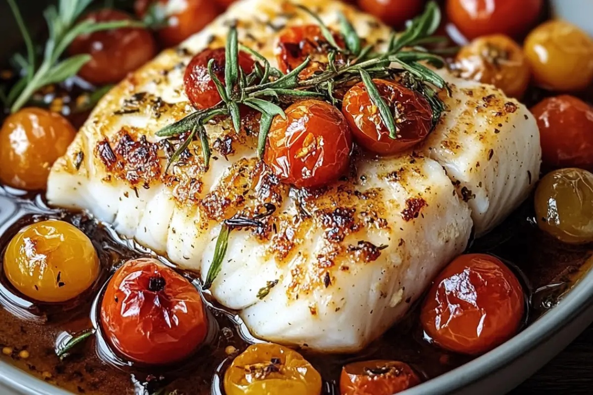 Baked Mediterranean Cod With Cherry Tomatoes Recipe