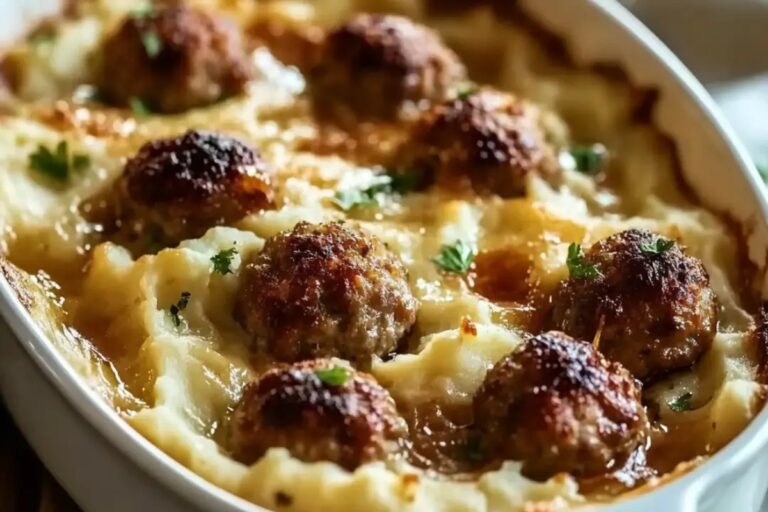 Meatball & Mashed Potato Bake Recipe