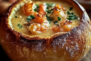 Stuffed Seafood Soup Bread Bowl Recipe