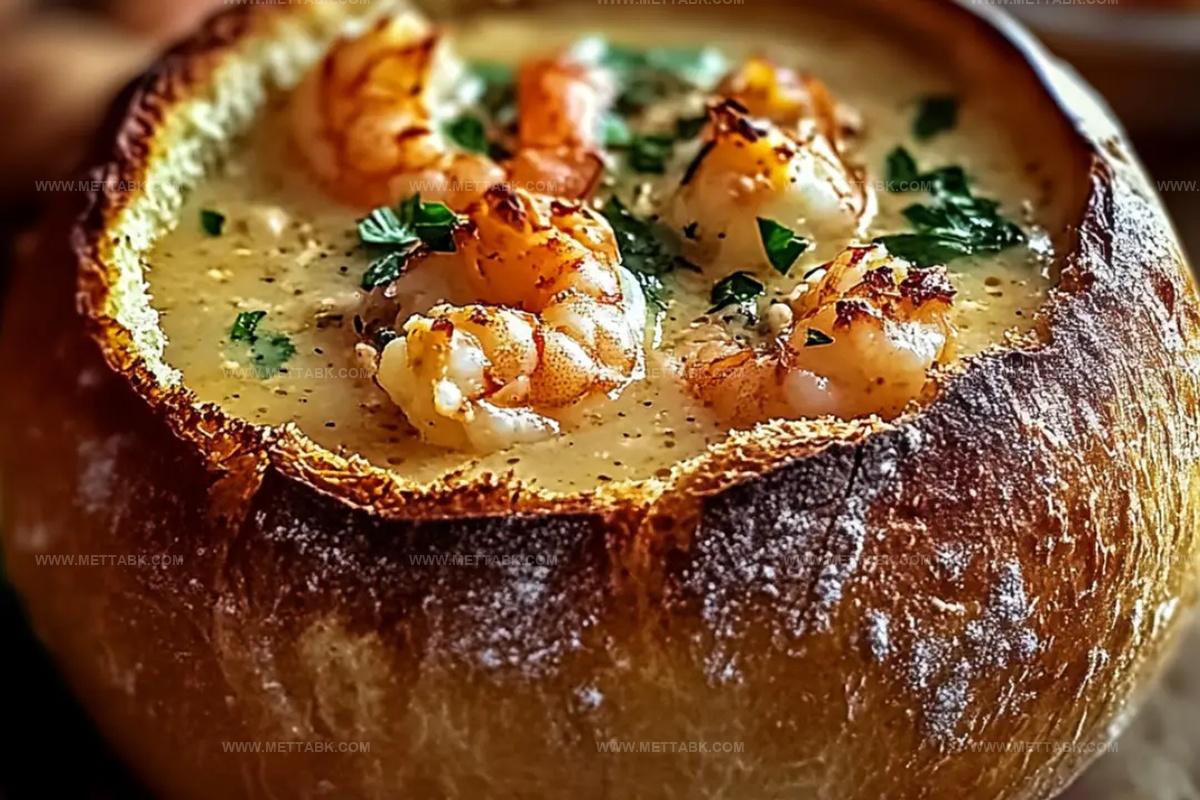 Stuffed Seafood Soup Bread Bowl Recipe