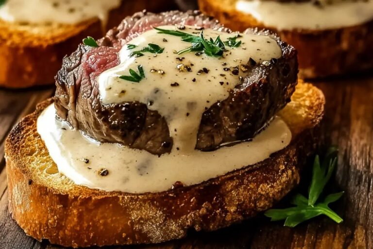 Beef Tenderloin Crostini With Parmesan Cream Sauce Recipe