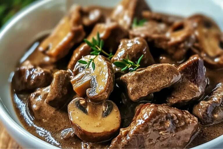 Creamy Crockpot Beef Tips & Mushrooms Recipe