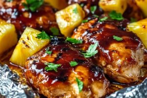 Hawaiian BBQ Chicken and Pineapple Foil Packets Recipe