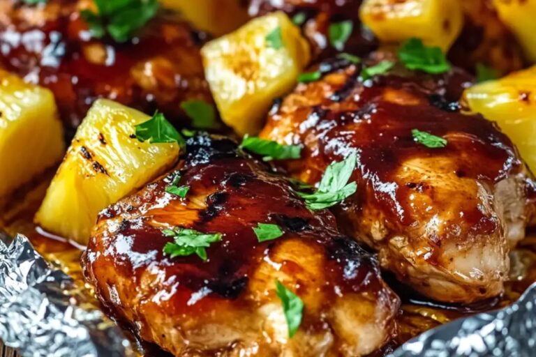 Hawaiian BBQ Chicken and Pineapple Foil Packets Recipe