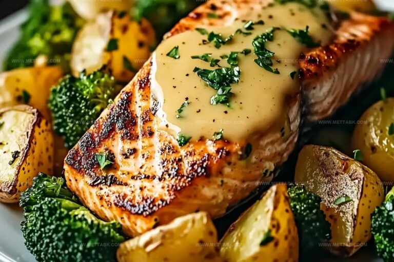 Lemon Butter Salmon With Roasted Potatoes & Broccoli Recipe