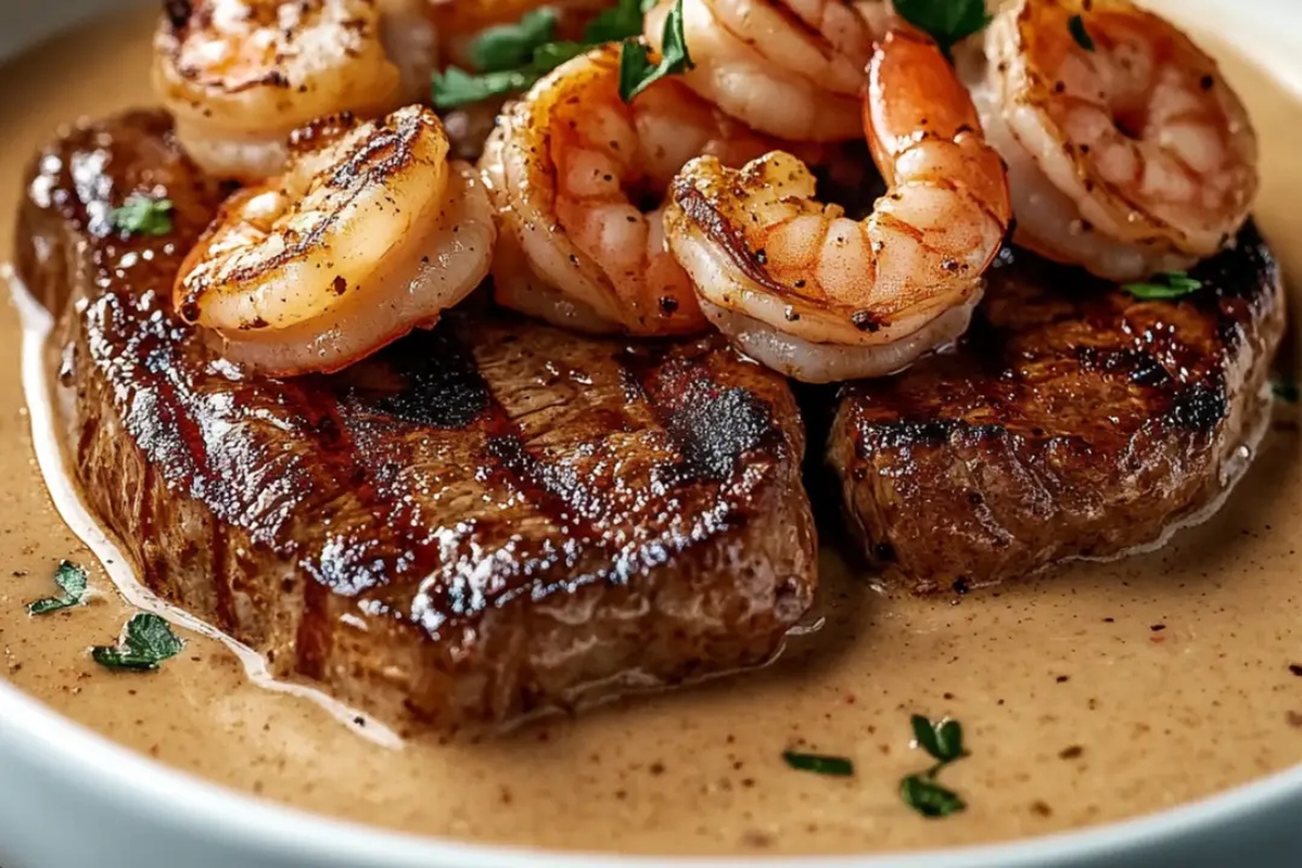 Steak In Creamy Cajun Shrimp Sauce Recipe