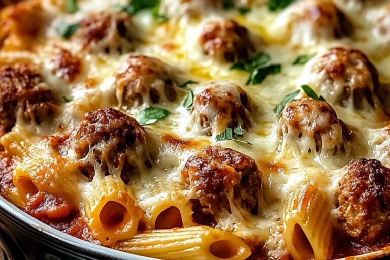 Cheesy Meatball Pasta Bake Recipe