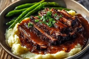 Bbq Brisket Bowl With Mashed Potatoes & Green Beans Recipe