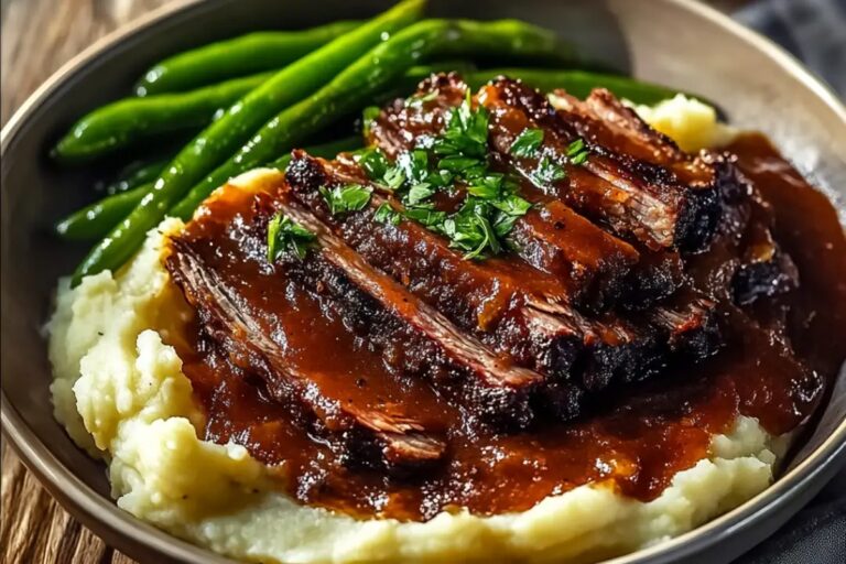 Bbq Brisket Bowl With Mashed Potatoes & Green Beans Recipe