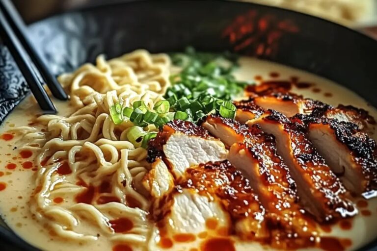 Fiery Chicken Ramen With Creamy Garlic Sauce Recipe