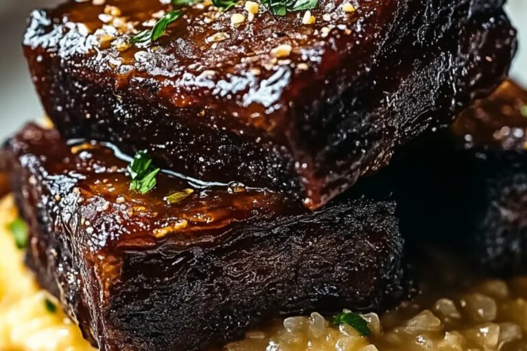 Succulent Short Ribs Slow-Cooked In Cola With Creamy Parmesan Risotto Recipe