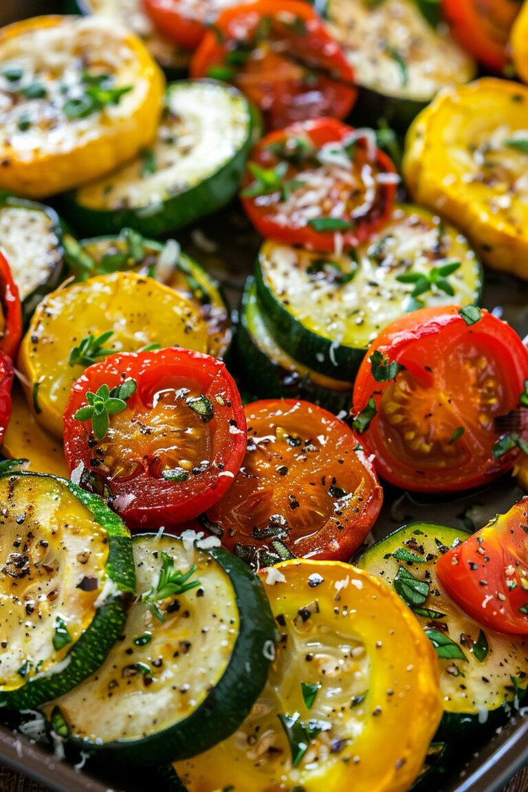 Roasted Garlic-Parmesan Zucchini, Squash And Tomatoes Recipe