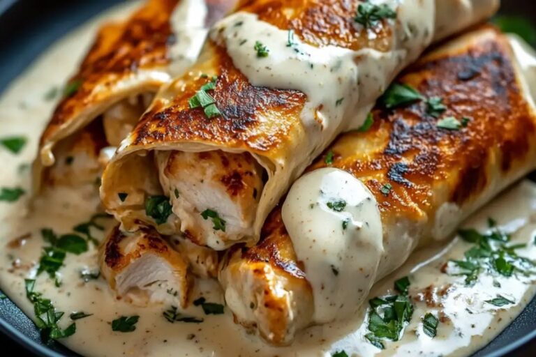 Savory Chicken Wraps With Garlic Cream Sauce Recipe