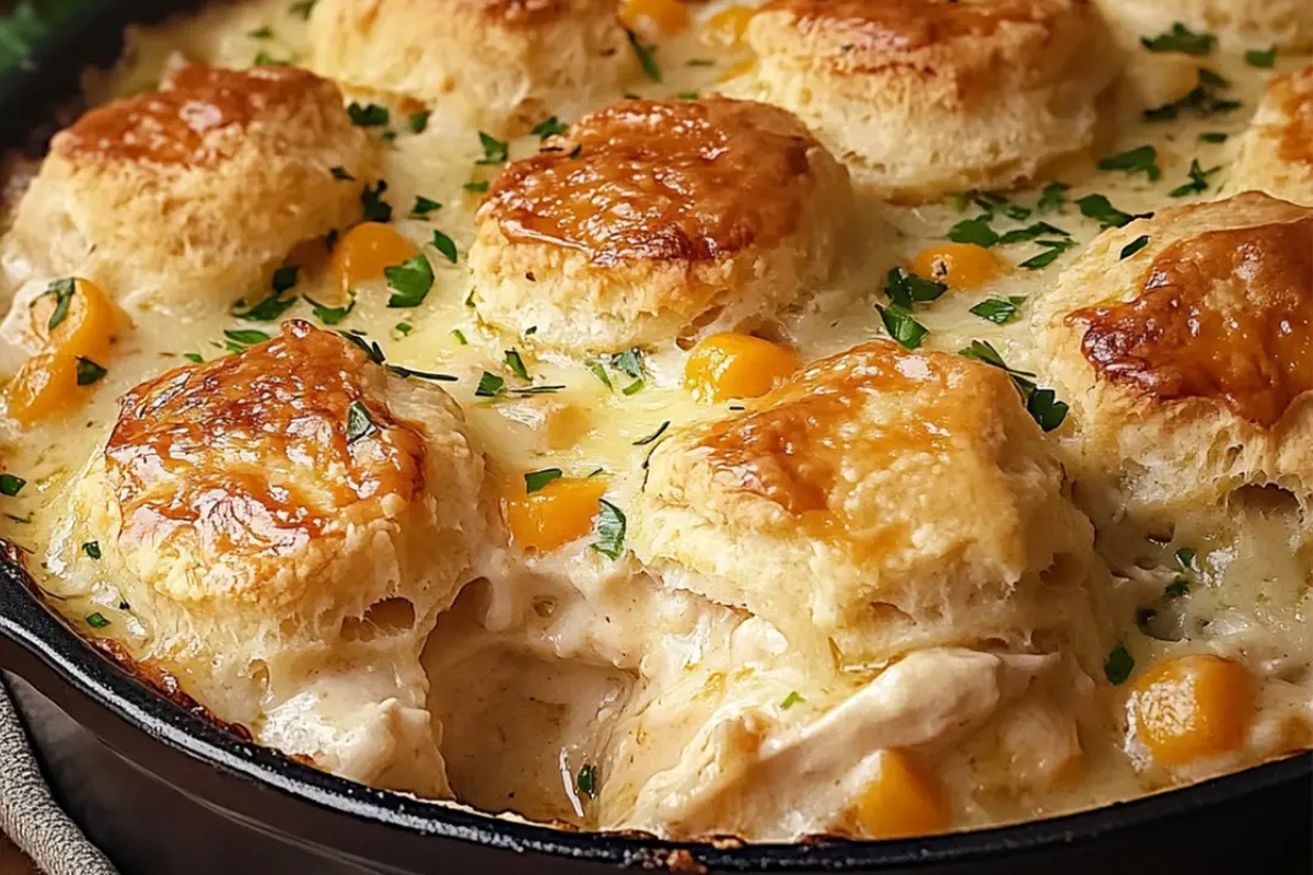Chicken Pot Pie Bake With Cheddar Bay Biscuits Recipe