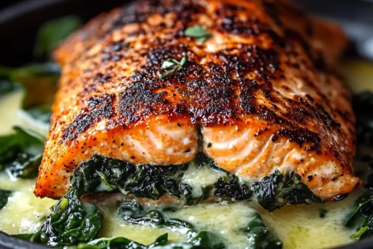 Blackened Salmon Stuffed With Spinach & Parmesan Recipe