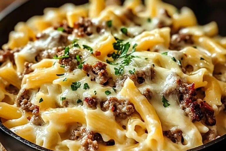 Loaded Cheeseburger Alfredo Pasta Recipe