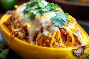 Chicken Enchilada Stuffed Spaghetti Squash Recipe