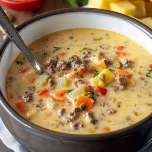 Slow Cooker Cheeseburger Soup Recipe