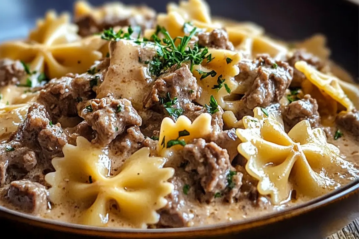Creamy Beef And Bowtie Pasta Recipe