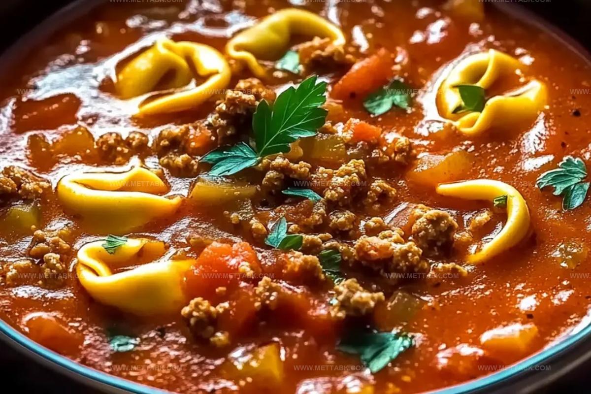 Slow Cooker Tomato Tortellini Soup With Ground Beef Recipe