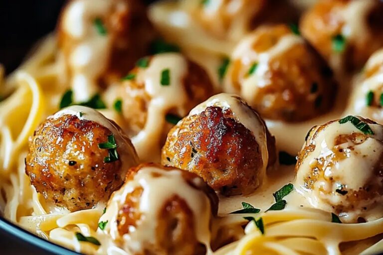 Garlic Butter Chicken Balls With Creamy Parmesan Pasta Recipe