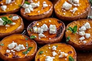 Roasted Sweet Potato Rounds With Honey And Feta Recipe