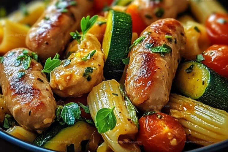 Chicken Sausages With Zucchini, Tomatoes & Pasta Recipe