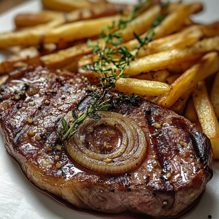 Ribeye Steak With French Onions And Fries Recipe