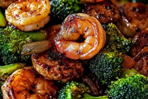 Honey Garlic Shrimp, Sausage & Broccoli Recipe