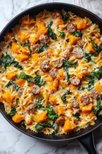 Creamy Roasted Butternut Squash Pasta With Sausage And Spinach Recipe