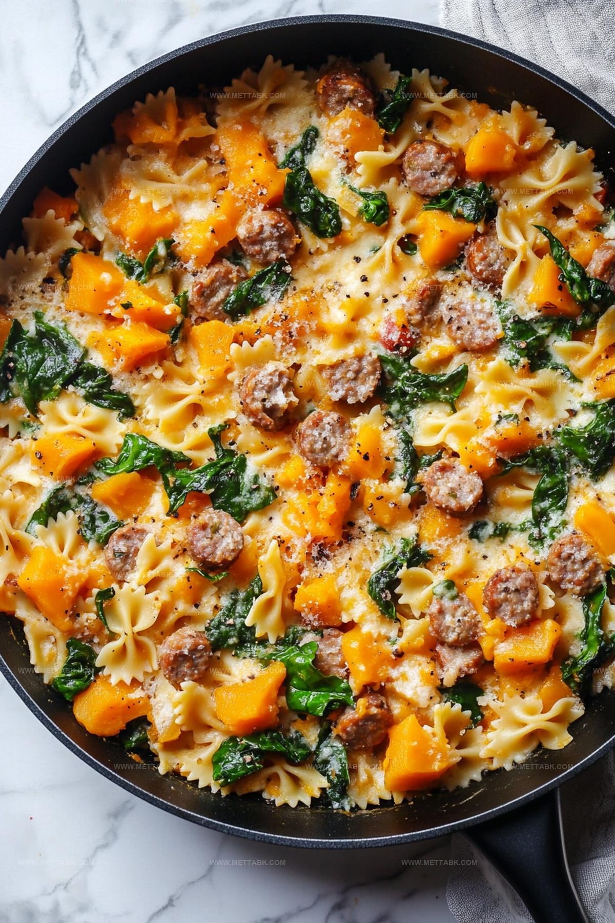 Creamy Roasted Butternut Squash Pasta With Sausage And Spinach Recipe