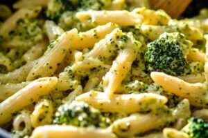 One-Pot Broccoli Cheese Pesto Pasta Recipe