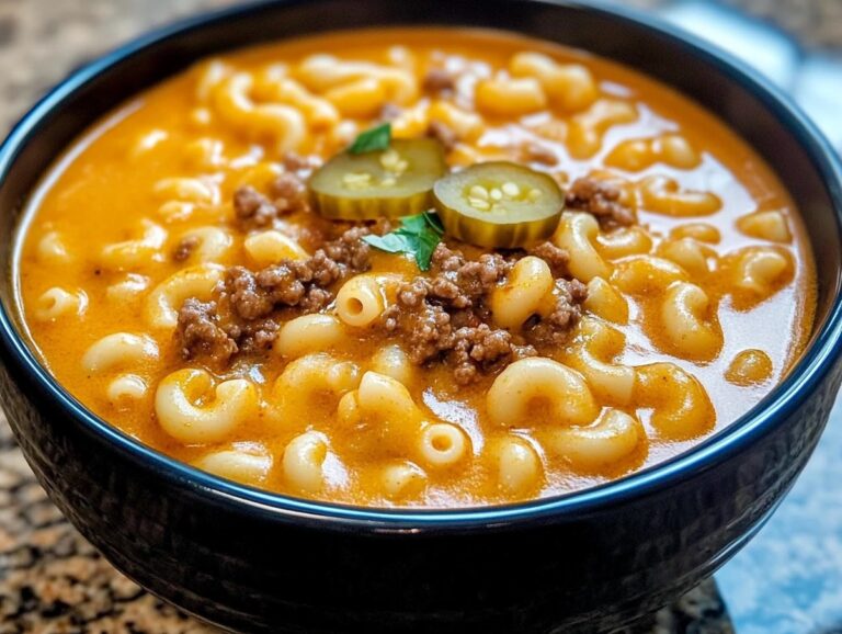 One-Pot Macaroni Cheeseburger Soup Recipe