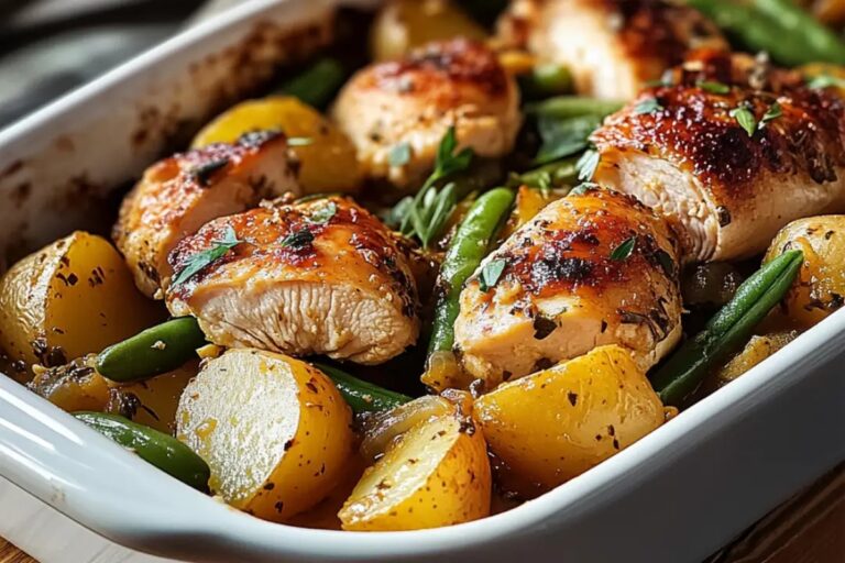 Italian Chicken, Potato, And Green Bean Bake Recipe