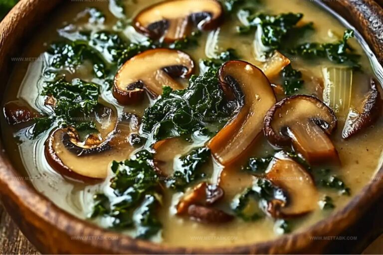 Wild Mushroom, Caramelized Onion & Kale Soup Recipe