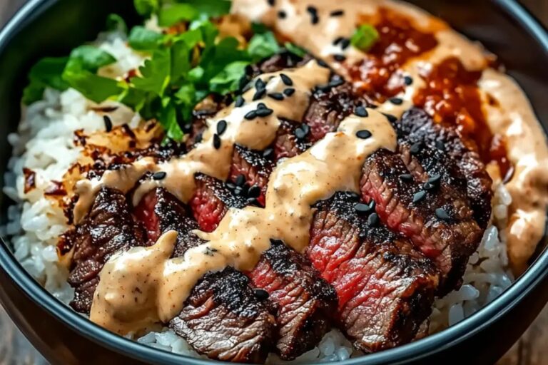 Korean Bbq Steak Rice Bowls With Spicy Cream Sauce Recipe