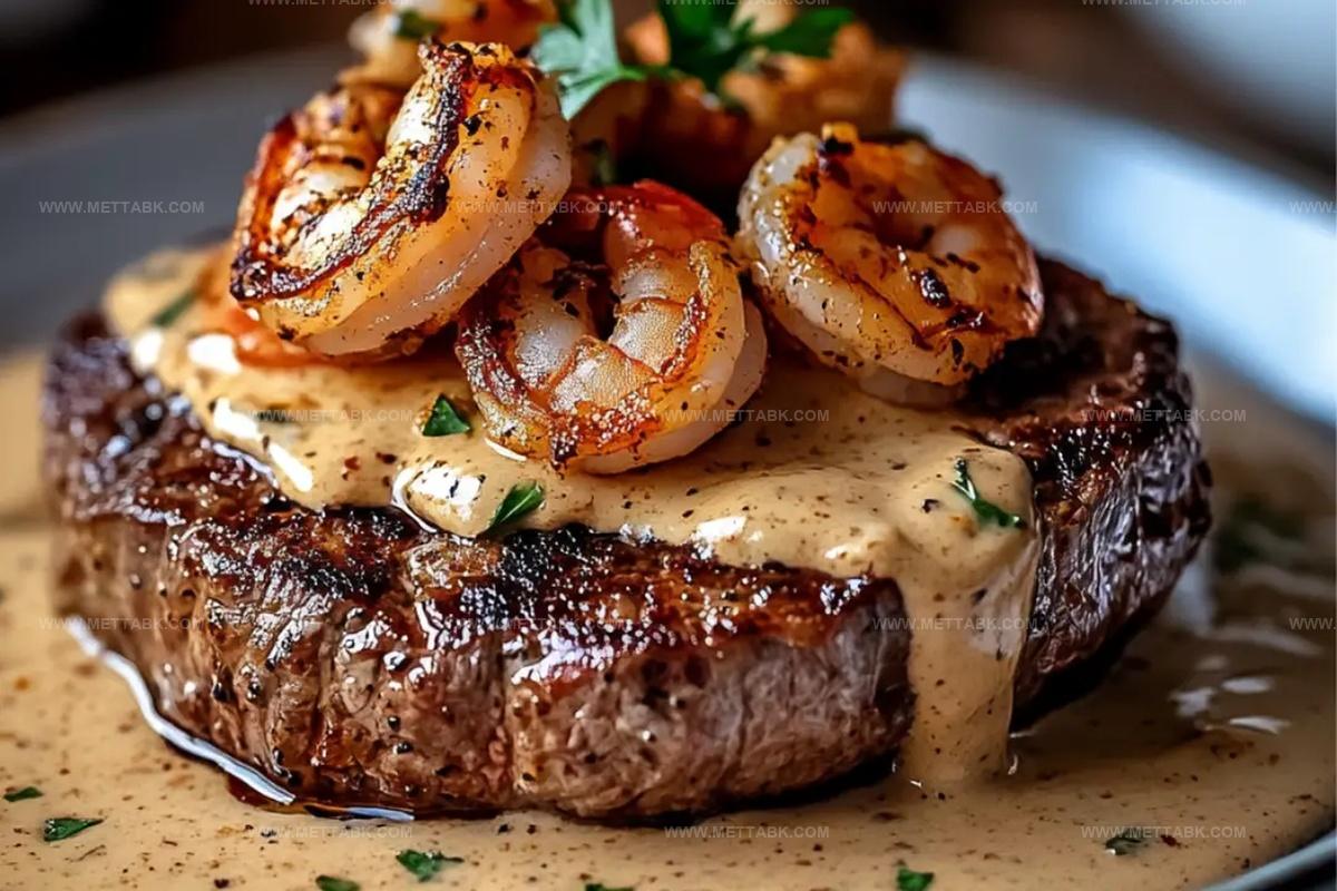 Delicious Steak With Creamy Cajun Shrimp Sauce Recipe