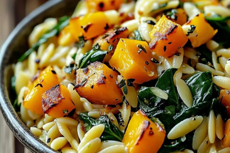 Orzo With Roasted Butternut Squash And Spinach Recipe