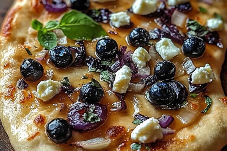 Blueberry Feta & Honey-Caramelized Onion Naan Pizza Recipe