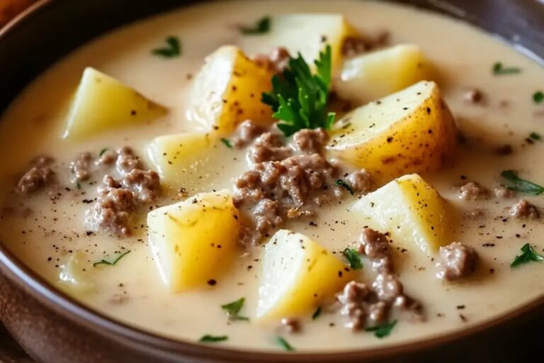 Crockpot Creamy Potato & Hamburger Soup Recipe