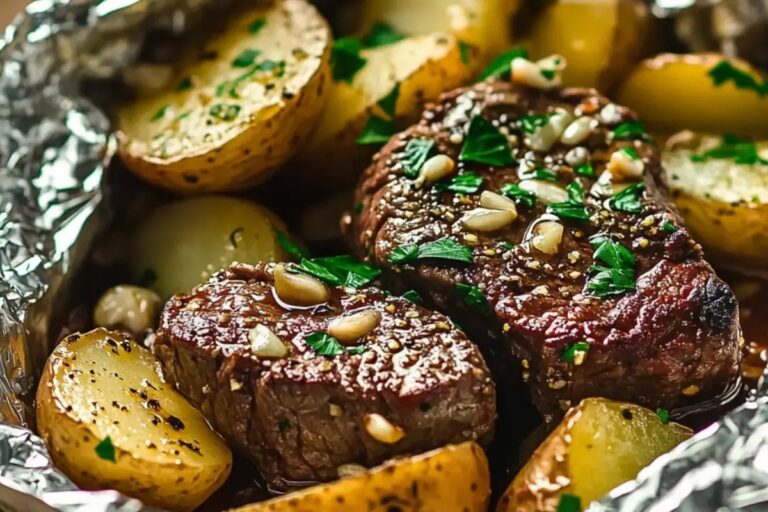 Garlic Steak & Potato Foil Packets Recipe