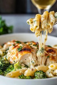 Tuscan Chicken With Creamy Broccoli Alfredo Penne Recipe