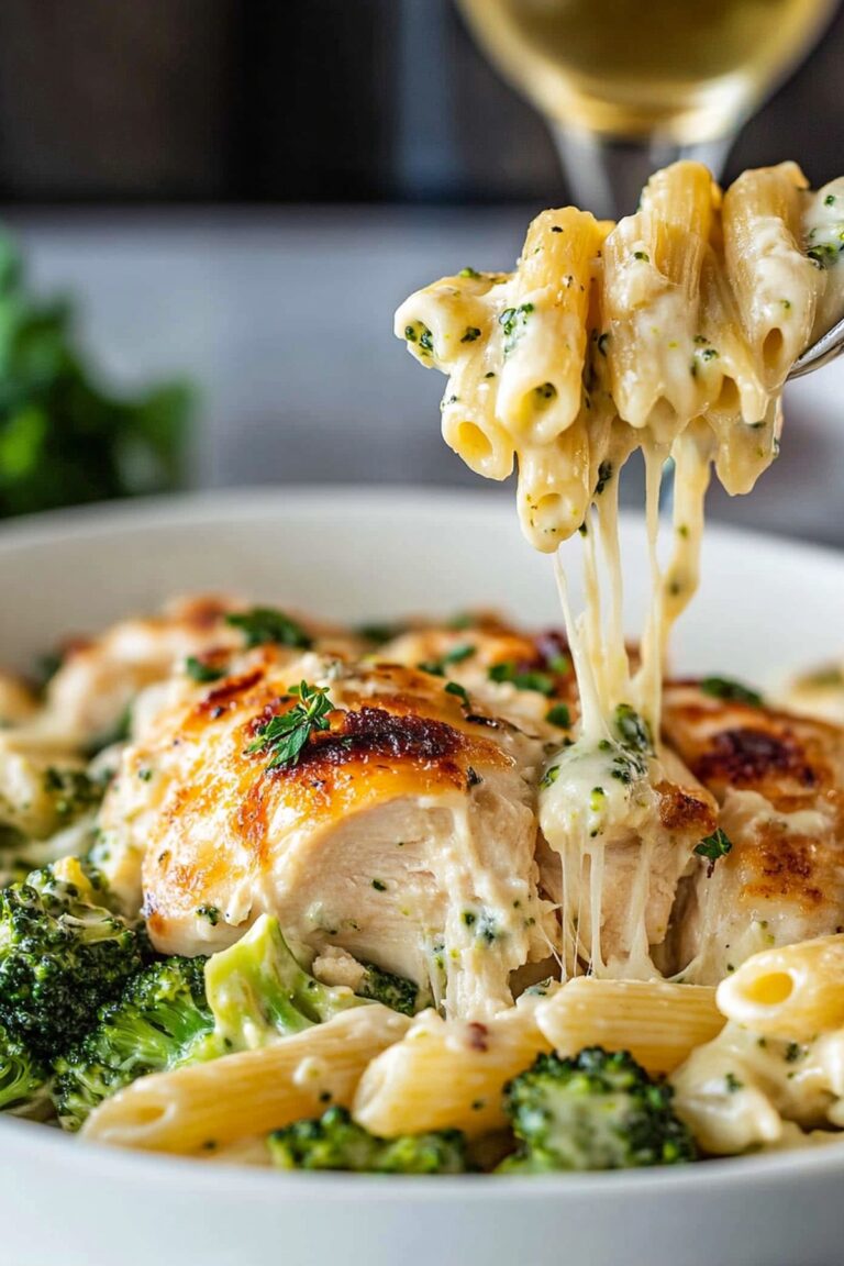 Tuscan Chicken With Creamy Broccoli Alfredo Penne Recipe