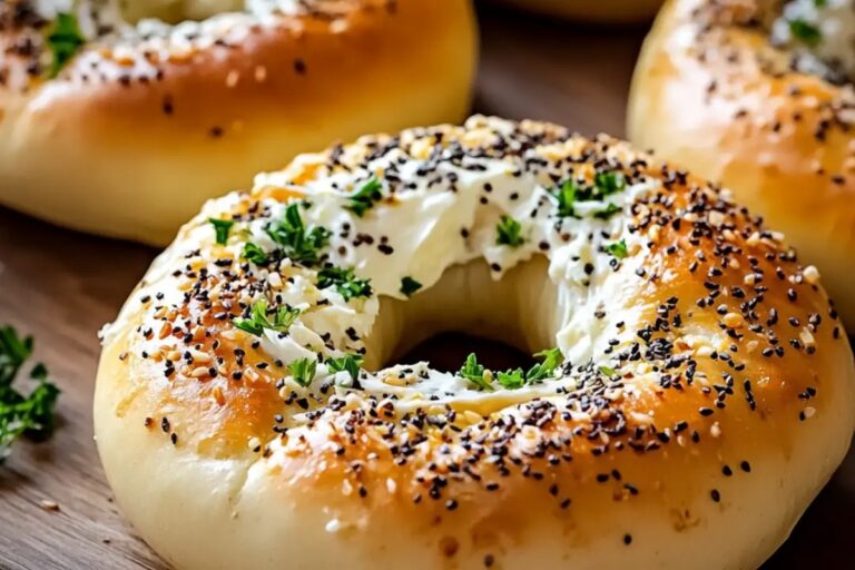 Cream Cheese Stuffed Garlic Bagels Recipe