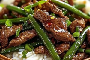 Spicy Garlic Beef Stir-Fry With Green Beans & Rice Recipe