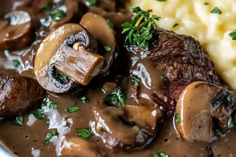 Crock Pot Cubed Steak With Mushroom Gravy Recipe
