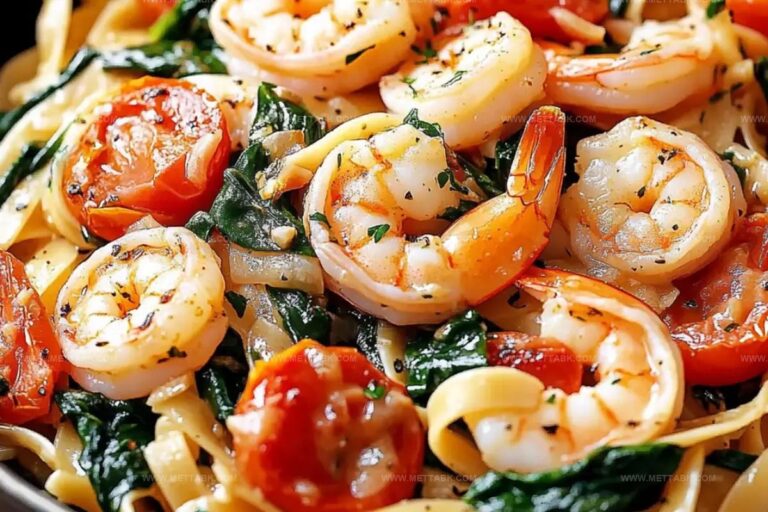 Shrimp Tomato Spinach Pasta In Garlic Butter Sauce Recipe