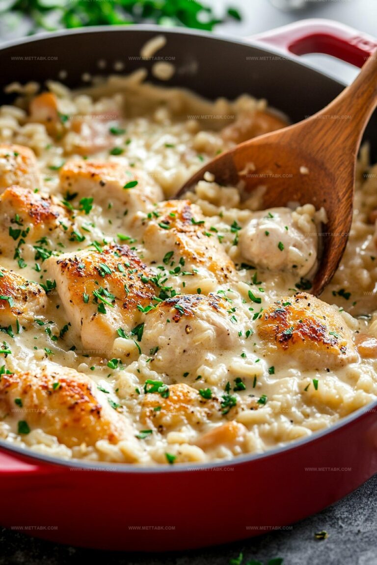One-Pan Creamy Parmesan Chicken & Rice Recipe