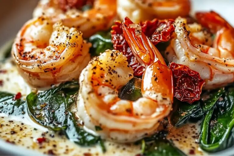 Creamy Sun-Dried Tomato Shrimp With Spinach Pasta Recipe
