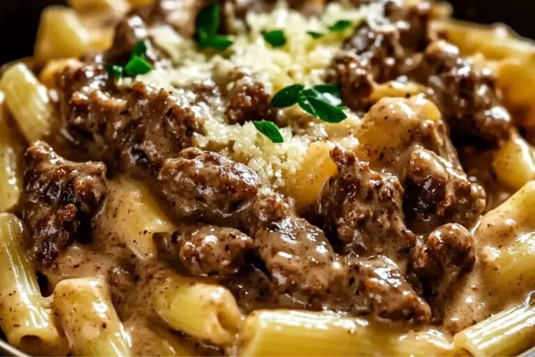 Amazing Creamy Garlic Beef Pasta Recipe